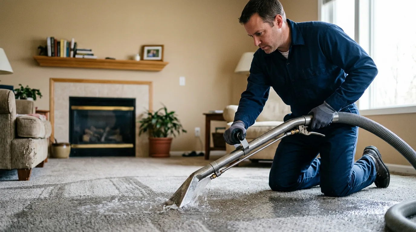 Water damage restoration technician working near Crystal Beach, FL